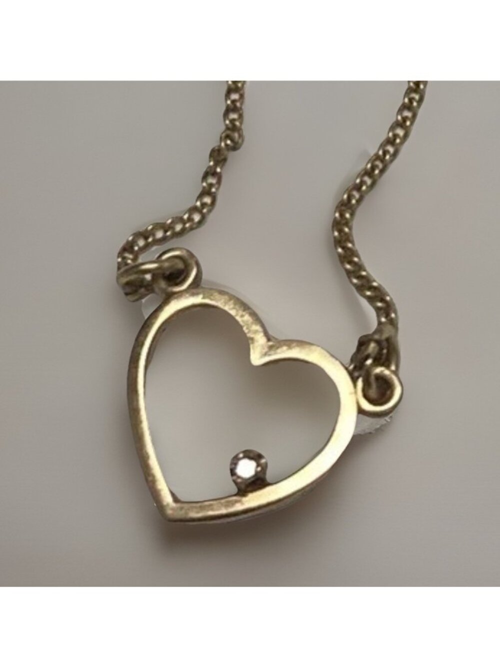 Vintage Artistry 12 KT Gold Filled Diamond Heart Necklace Delicate Dainty Childs